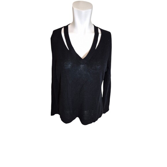 Cullen Cashmere Sweater Cut Out Detail Black sz M - Picture 1 of 5